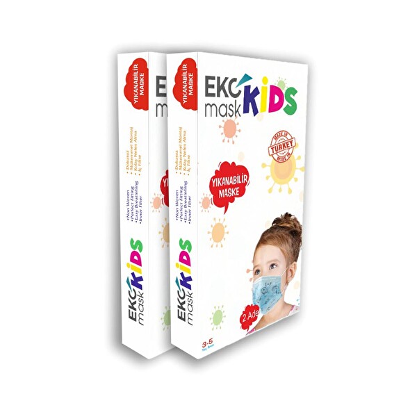 Ekcmask Ekc Kids 2'li Bez Çocuk Maske 3-5 Yaş