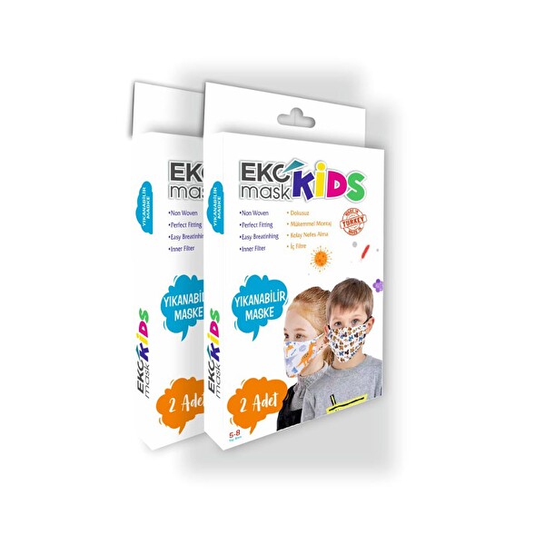 Ekcmask Ekc Kids 2'li Bez Çocuk Maske 5-8 Yaş