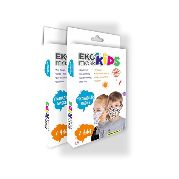 EKC Kids 2'li Bez Çocuk Maske 8-12 Yaş