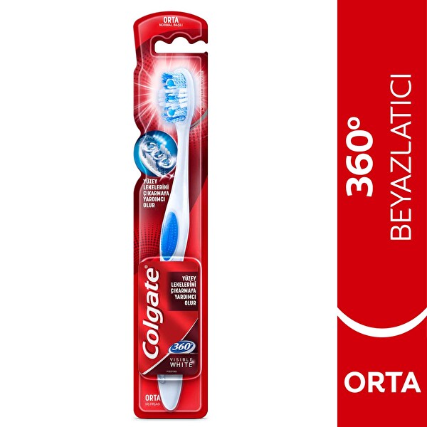 Colgate 360 Visible White Beyazlatıcı Orta Diş Fırçası