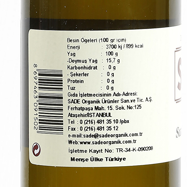 Sade Organik Zeytinyağı 500 ml Sade Organik Zeytinyağı 500 ml