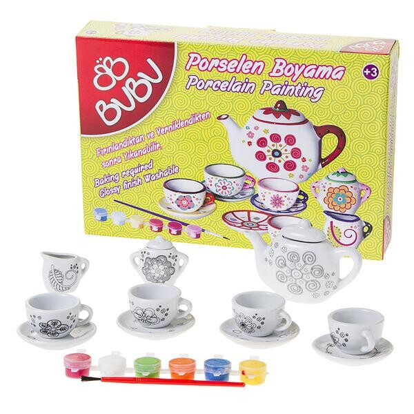Bu-Bu Porselen Boyama Çay Seti 13 Parça Doğa