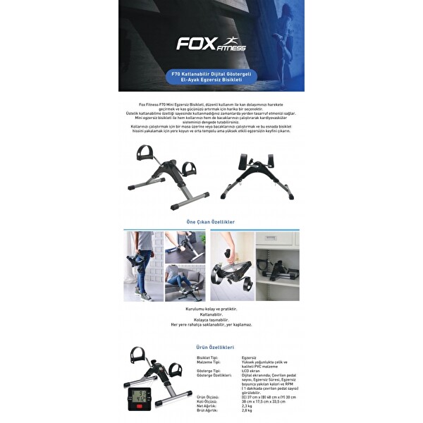 fox fitness f70 katlanabilir dijital gostergeli el ayak egzersiz bisikleti 30303907 carrefoursa