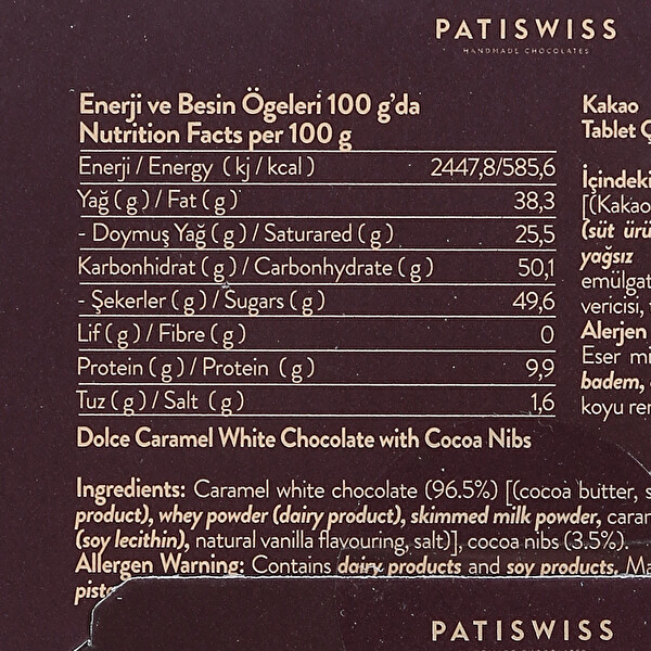 Patiswiss Dolce Kakao Tablet Çikolata 70 g 30304237 CarrefourSA