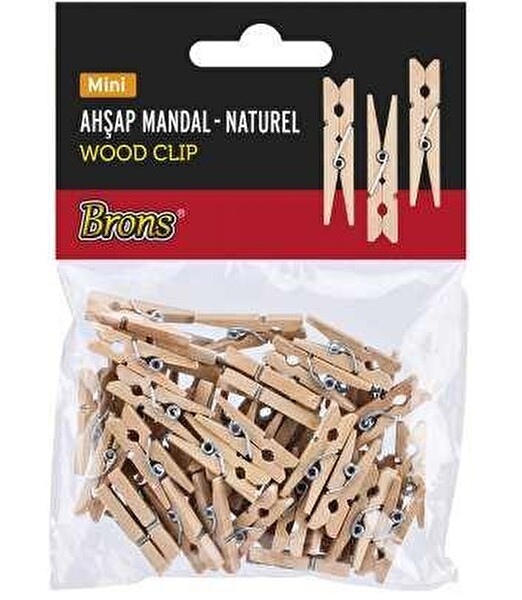Brons Ahşap Mandal Naturel Mini 24 Lü