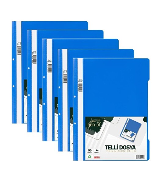 GEN-OF TELLİ DOSYA MAVİ 50 Lİ 5 PAKET