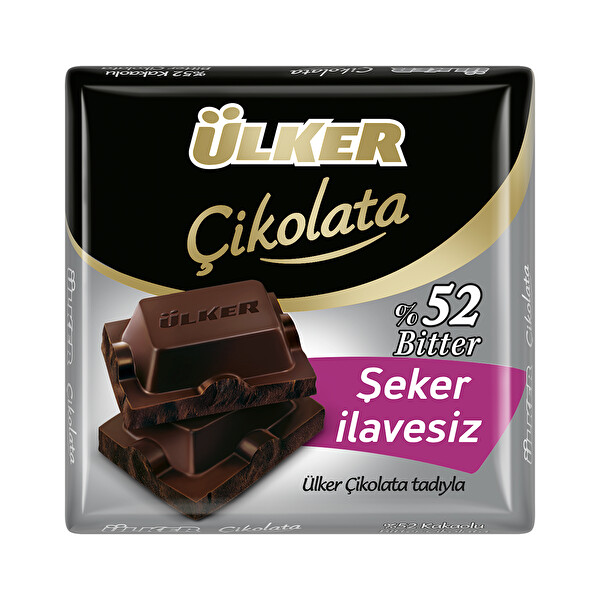 Ülker Şeker İlavesiz Bitter Kare Çikolata 60 G