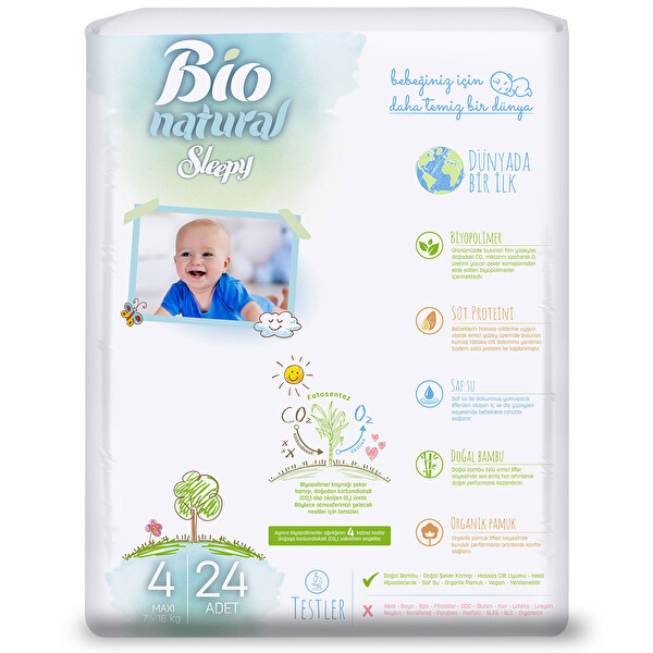 Sleepy Bio Natural Jumbo Maxi 4 Beden 24 Adet 7-16 Kg