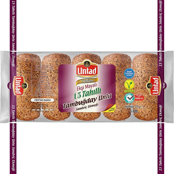 Untad Premıum 15 Tahıllı Sandviç Ekmeği 375 Gr