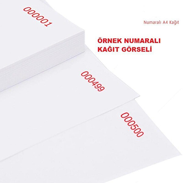 Numaralı Dikey A4 Kağıt 80Gr 1'den 3000' e Numaralı