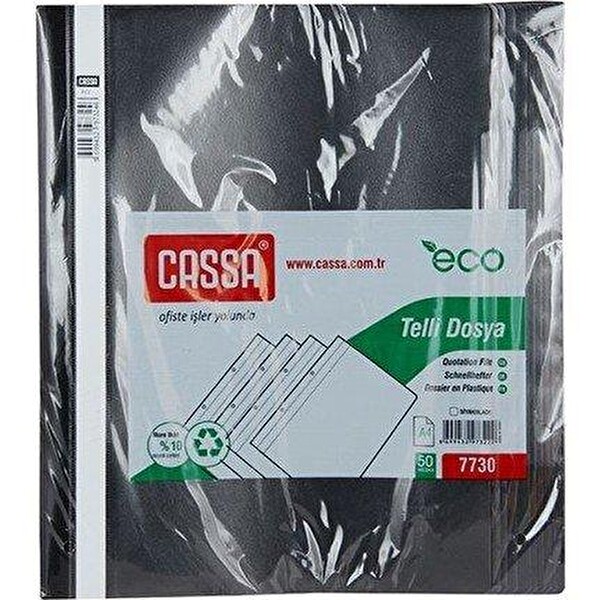 Cassa Plastik Telli Dosya Siyah 50'li 1 Paket ( 50 Adet )