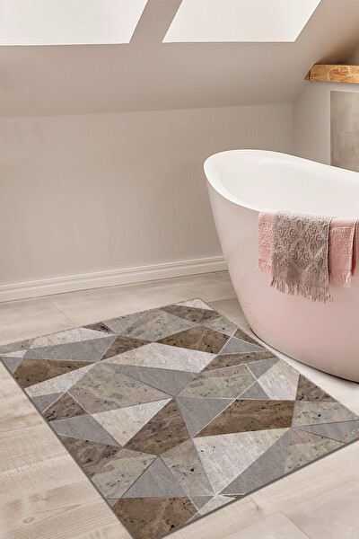 KAHVERENGİ MERMER DESENLİ BANYO PASPASI