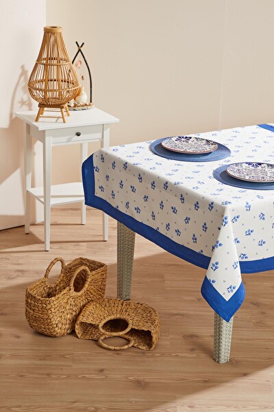 Pudra rengi Tropikal Yaprak Desen Leke Tutmaz Masa Örtüsü 140x220