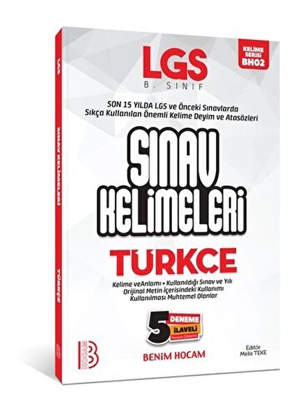 Benim Hocam 8. Sınıf LGS Türkçe Sınav Kelimeleri 5 Deneme İlaveli