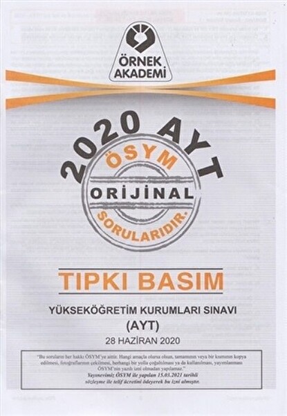 Örnek Akademi 2020 AYT Tıpkı Basım