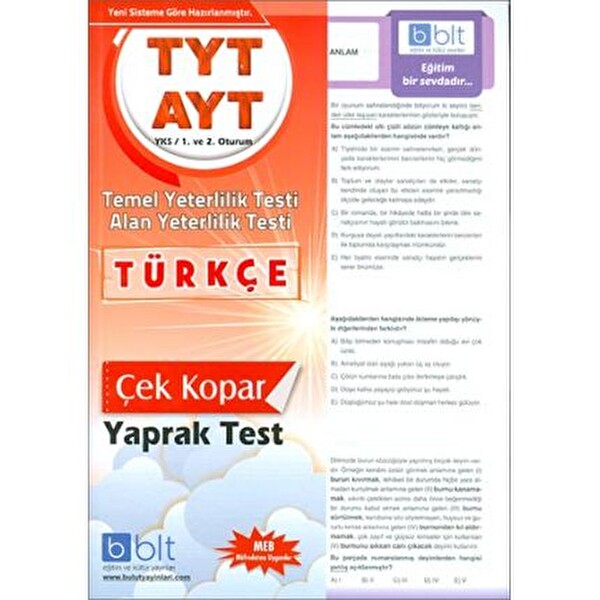 Bulut Eğitim TYT-AYT Türkçe Çek Kopar Yaprak Test