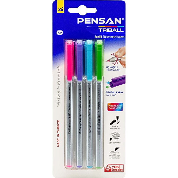 Pensan Triball Tükenmez Kalem Renkli 4'lü