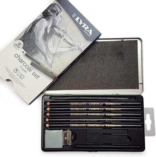 Lyra Rembrandt Charcoal Çizim Kalem Seti 11'li Metal Kutu