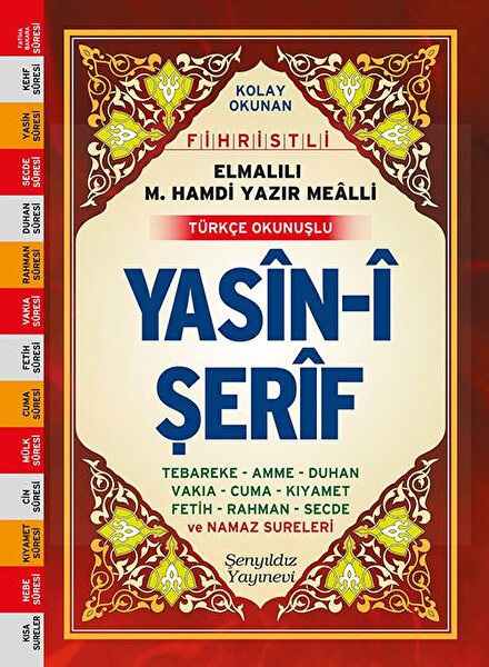 Yasini Şerif Fihristli, Mealli ve Türkçe Okunuşlu Çanta Boy