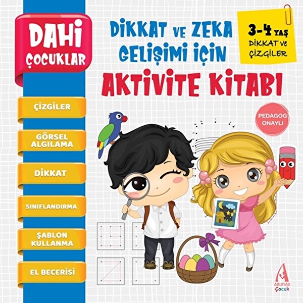 Dahi Çocuklar Aktivite Kitabı 3-4 Yaş Dikkat ve Çizgiler