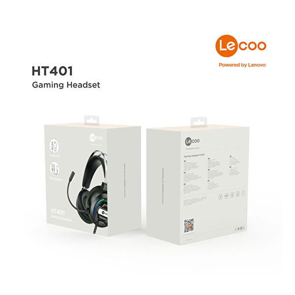 Lenovo Lecoo Ht401 Kulak Üstü Rgb Led Aydınlatmalı Kablolu Gaming Kulaklık Siyah