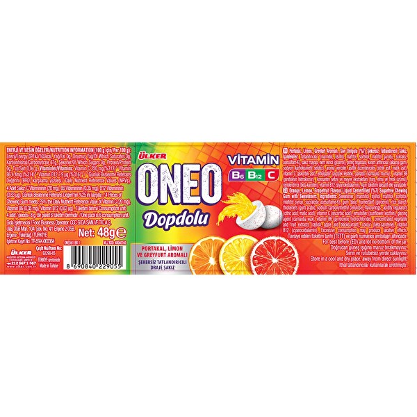 Ülker Oneo Dopdolu Vitamin Draje Meyve Aromalı Sakız 48 ZN9129