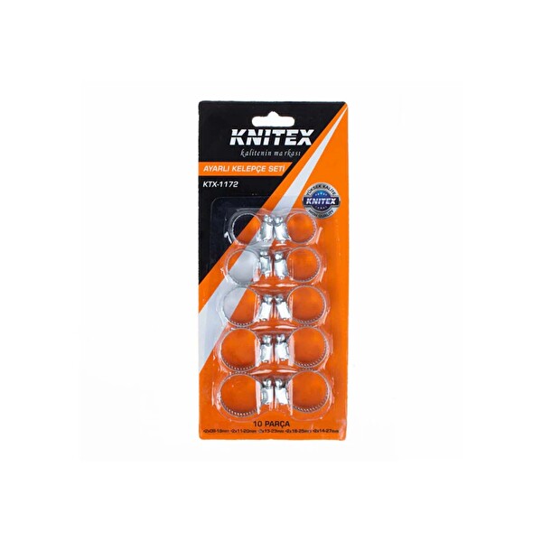 Knitex KTX-1172 Kelepçe Seti Metal Ayarlı 10'lu