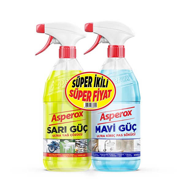 Asperox Sarı 1 L+Mavi Güç Sprey 1L