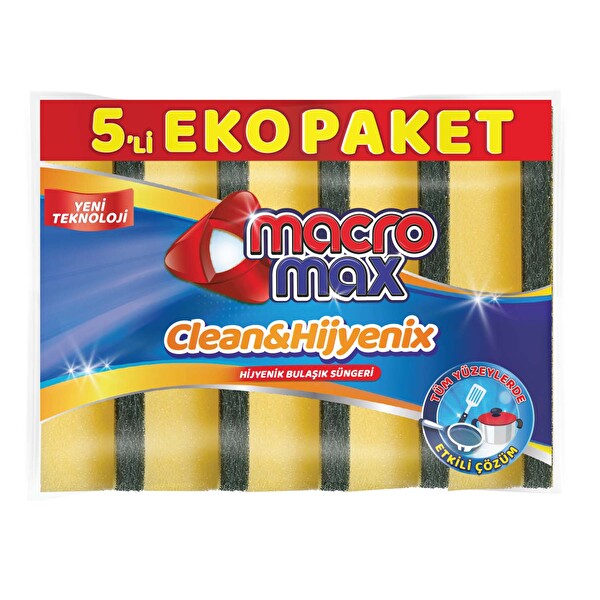 Macromax Klasik Yeşil Düz Sünger 5'Li