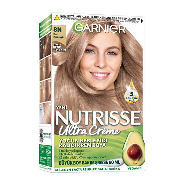 Garnier Nutrisse Yoğun Besleyici Kalıcı Krem Saç Boyası 8N Bal Köpüğü