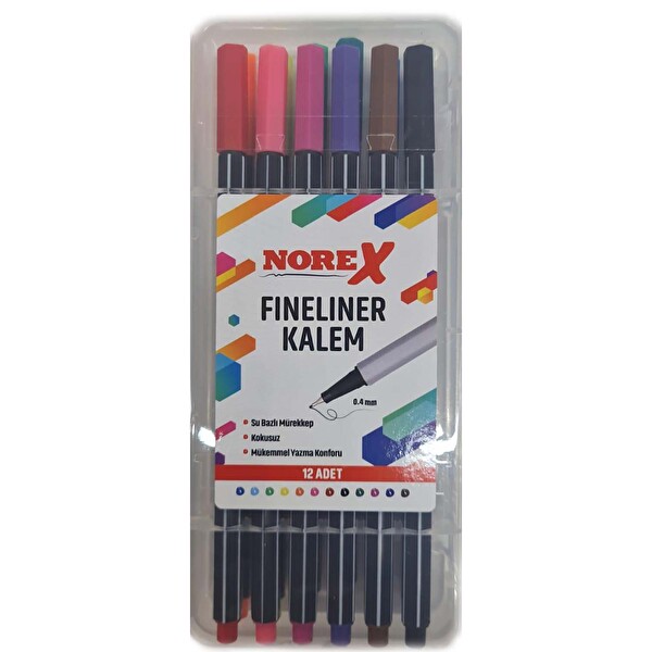 Norex Fineliner Kalem 12’Li Plastik Kutulu