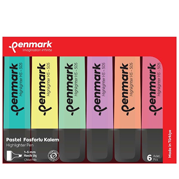 Penmark Fosforlu Kalem Pastel Renkler 6'lı