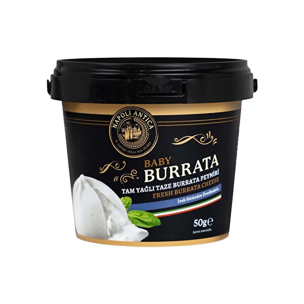 Napoli Antica Baby Tam Yağlı Taze Burrata Peyniri İnek Sütlü 50 g