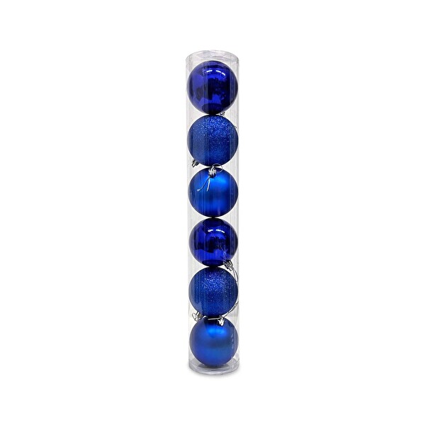 Mavi Top Figürlü Yılbaşı Süsü Tüp Kutu 7 cm 6'lı