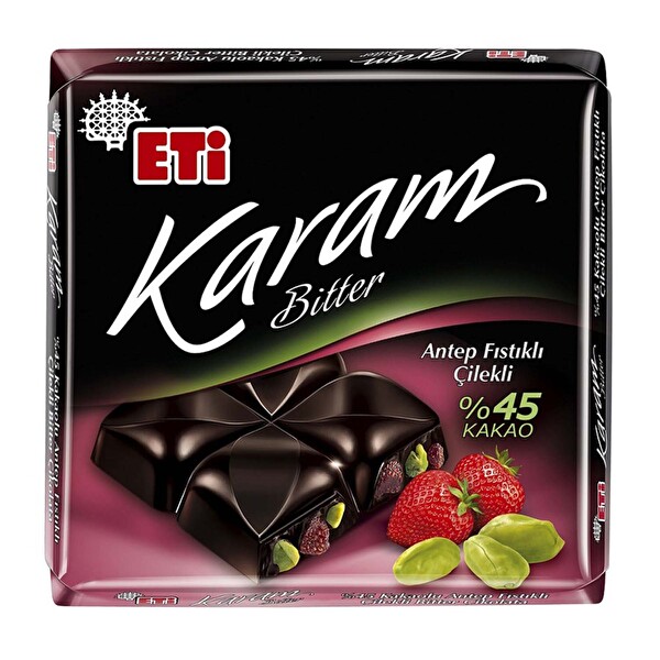 Eti Karam %45 Kakaolu Antep Fıstıklı&Çilekli Bitter Çikolata 60 g