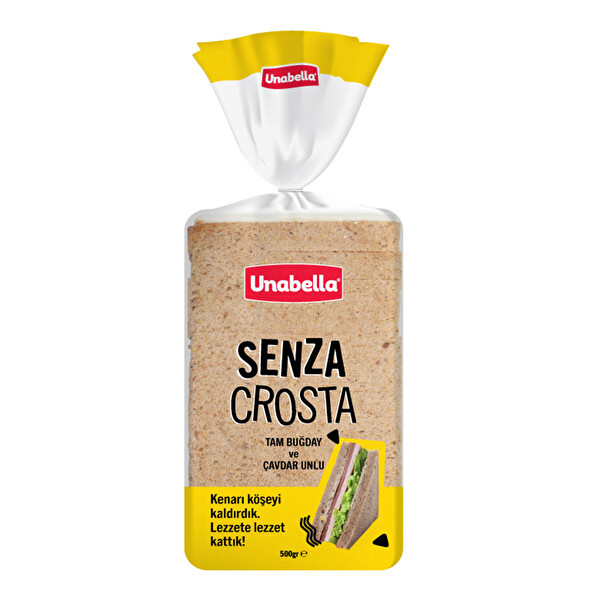 Unabella Senza Crosta Tam Buğdaylı Çavdar Unlu Ekmek 500 g