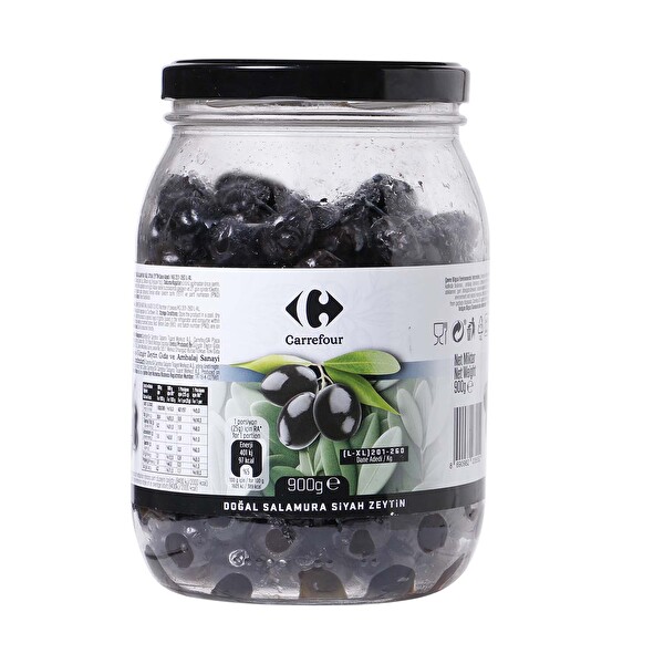 Carrefour Doğal Salamura Yağlı Siyah Zeytin 900G/201-260 L-XL