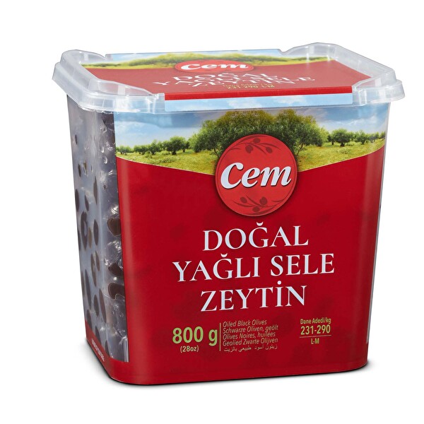 Cem Doğal Yağlı Sele Siyah Zeytin 231-290 800 g