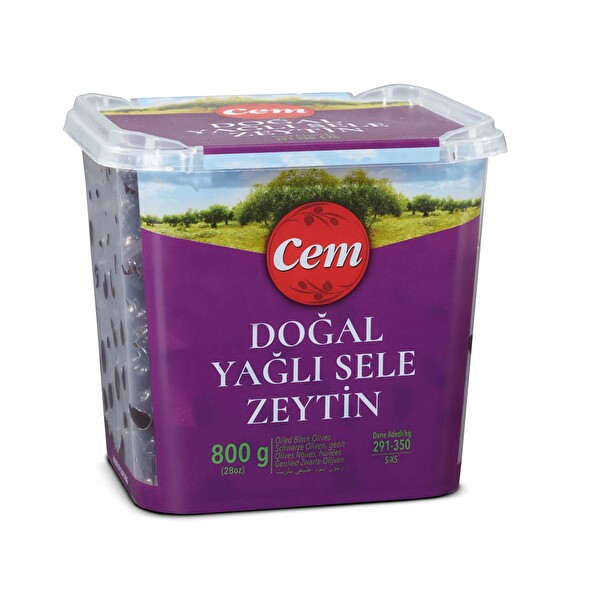 Cem Doğal Yağlı Sele Siyah Zeytin 291-350 800 g