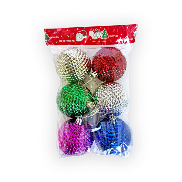 Desenli Süs Toplar Mix  6'Lı 6 Cm