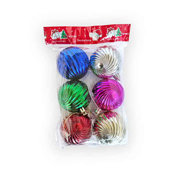 Desenli Süs 6'Lı 6 Cm Toplar Mix