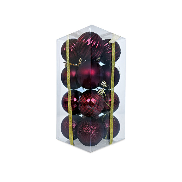 Yılbaşı Ağacı Süsü Wine Red Toplar 16'lı
