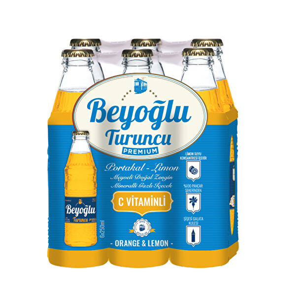 Beyoğlu Turuncu Portakallı Limonlu Gazlı İçecek 6X250 ml