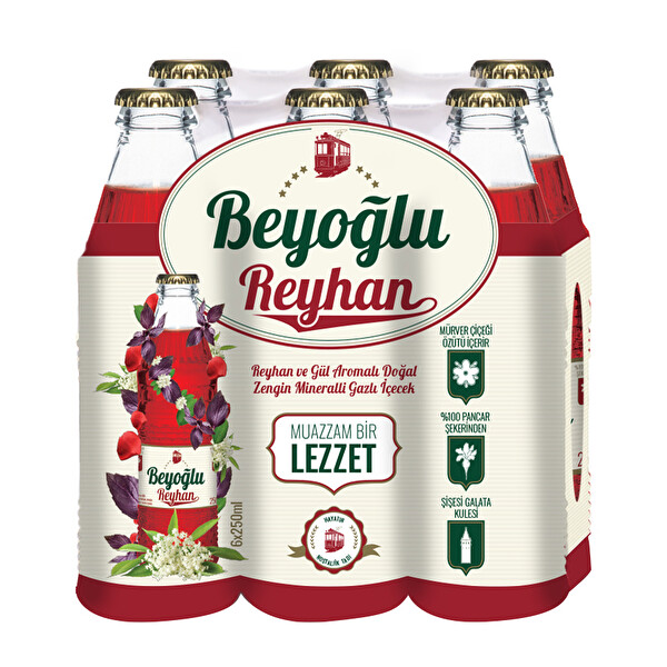 Beyoğlu Reyhan ve Gül Aromalı Gazlı İçecek 6X250 ml