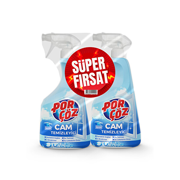 Porçöz Cam Temizleyici Fırsat Paketi 500 ml X 2 Adet