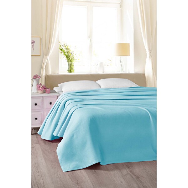 Cotton Collectıon Tek Kişilik Düz Turkuaz Pike 150X220