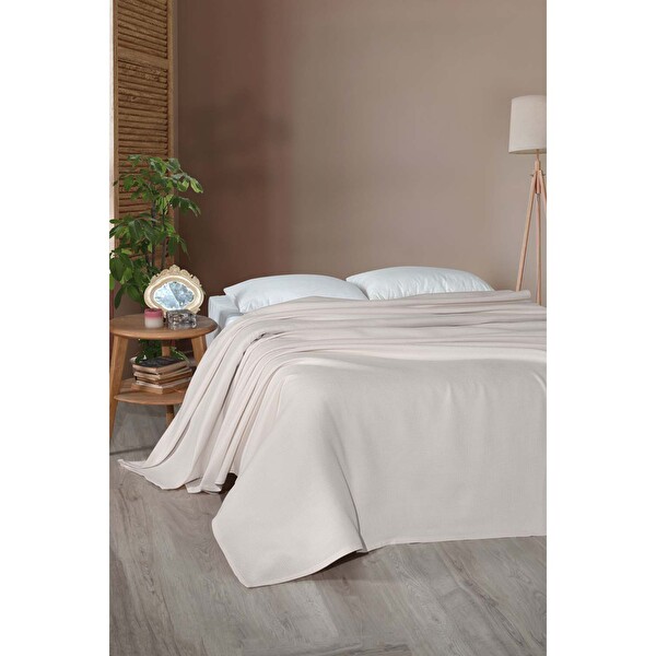 Cotton Collectıon Tek Kişilik Düz Ekru Pike 150X220