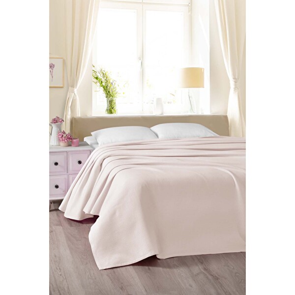 Cotton Collectıon Çift Kişilik Düz Pudra Pike 200X220