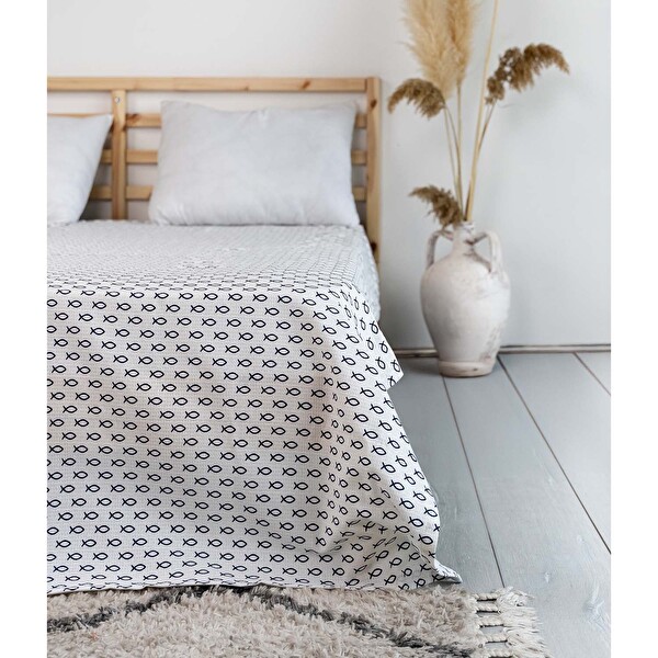 Cotton Collectıon Tek Kişilik Balık Desenli Pike 150X220