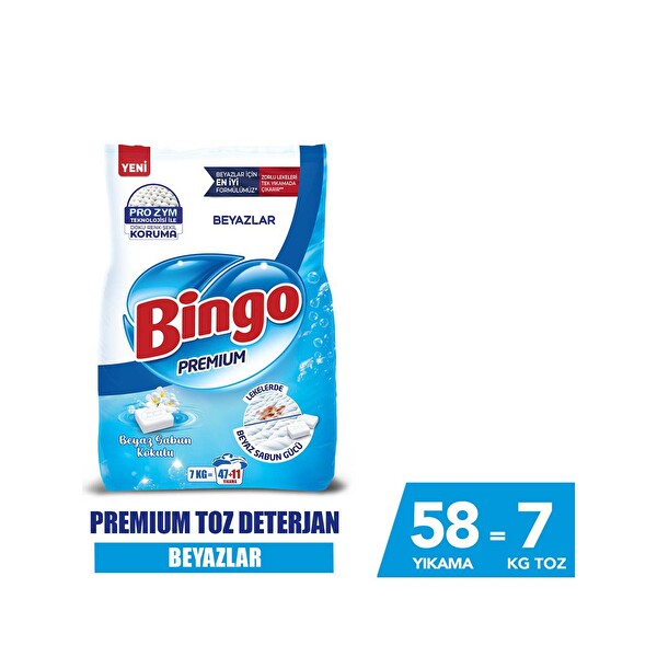 Bingo Premium Toz Çamaşır Deterjanı Beyazlar 7 kg 
